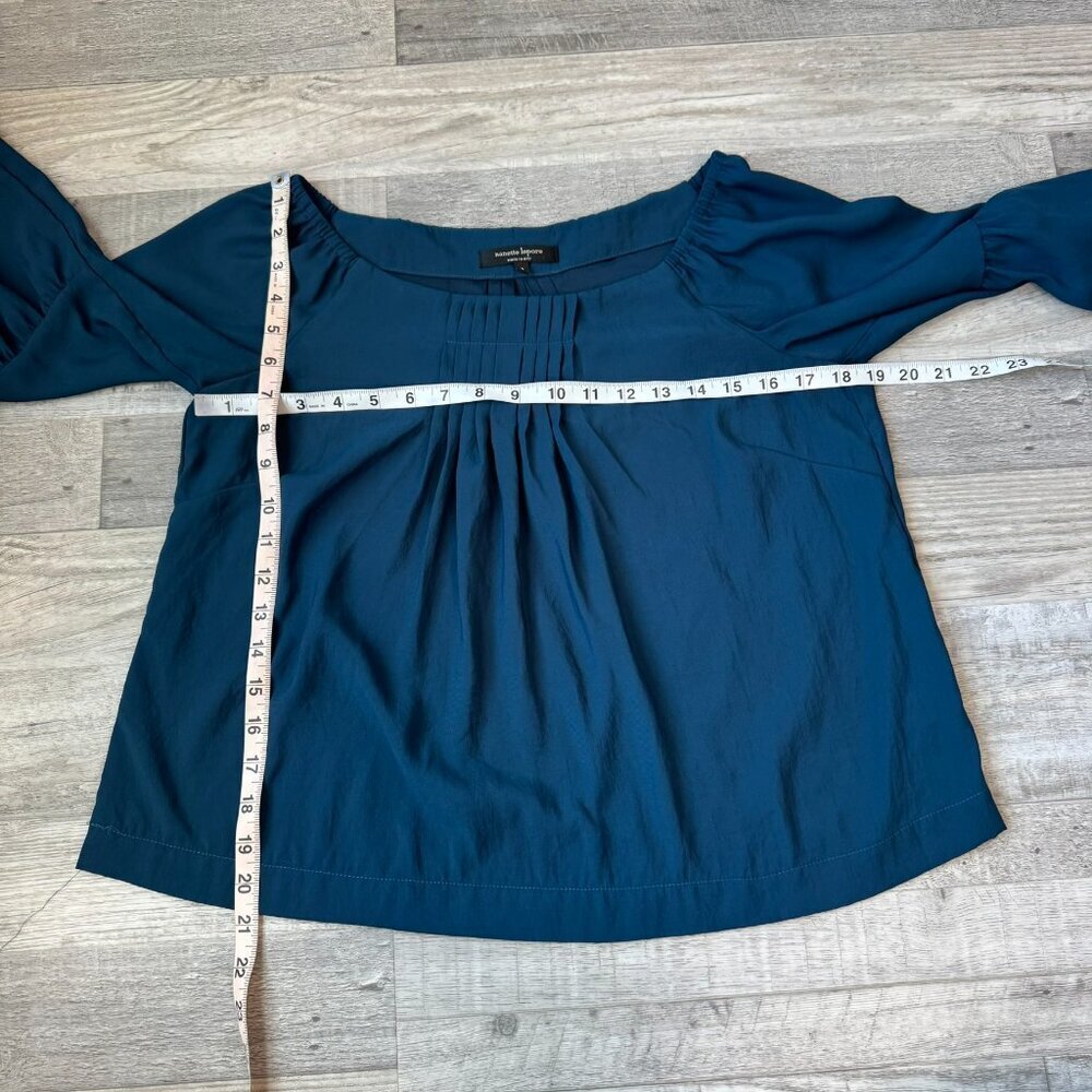 Nanette Lepore Blue Off Shoulder Bell Sleeve Blouse J21 - Picture 4 of 5